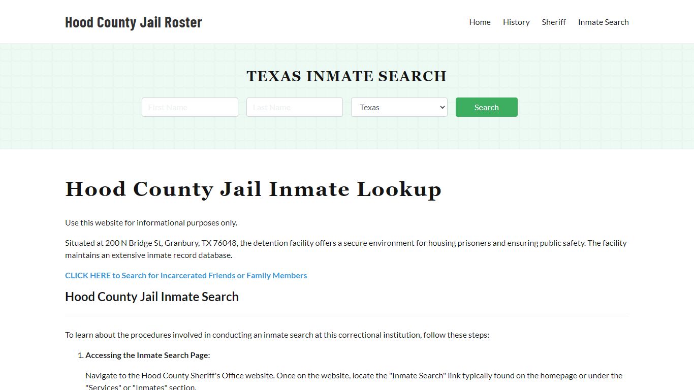 Hood County Jail Roster Lookup, TX, Inmate Search