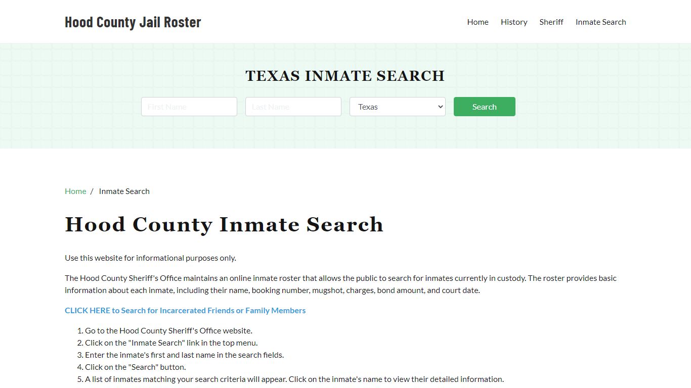 Hood County, TX Detainee Lookup