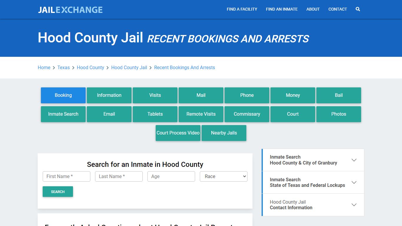 Hood County Jail Recent Bookings And Arrests - Jail Exchange