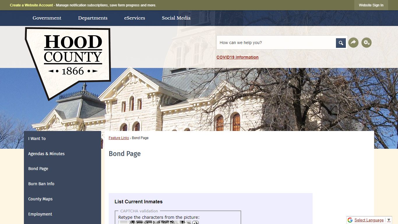 Bond Page | Hood County, TX - Official Website